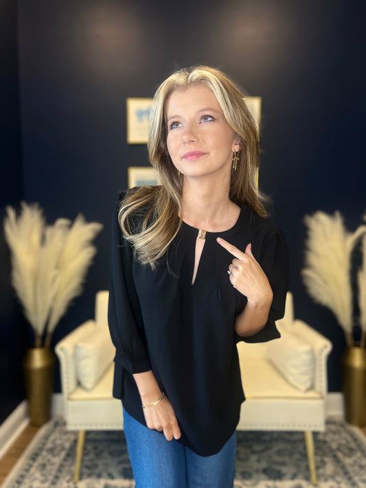 The Sleek Keyhole Accent Blouse