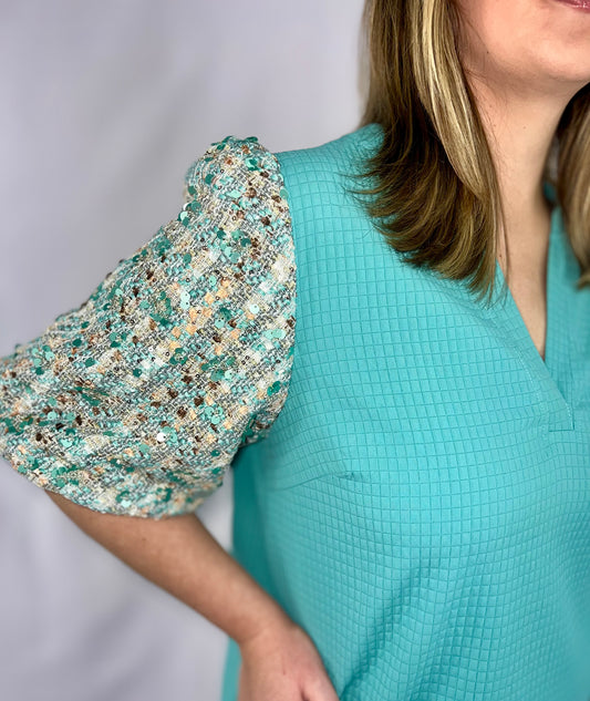 The Julia Sequin Sleeve Top