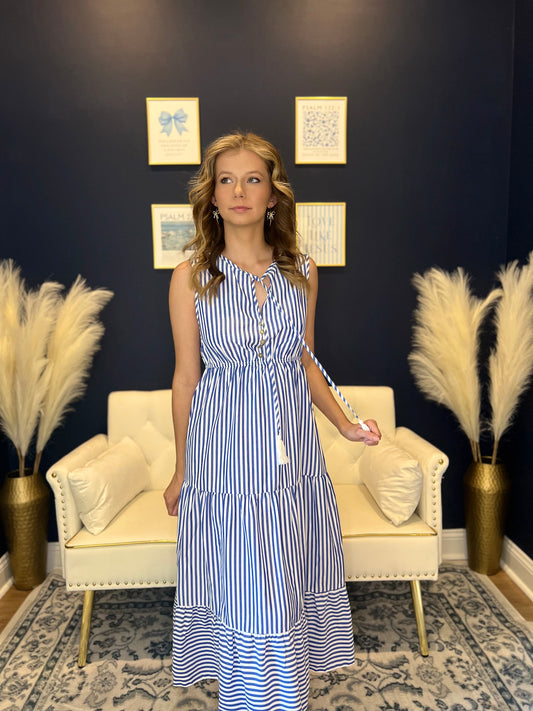 The Santorini Striped Midi Dress