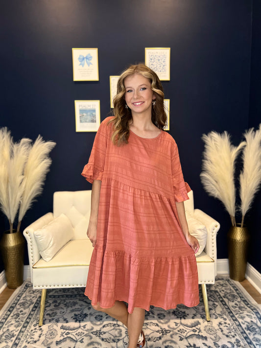 The Rosé Textured Babydoll Dress
