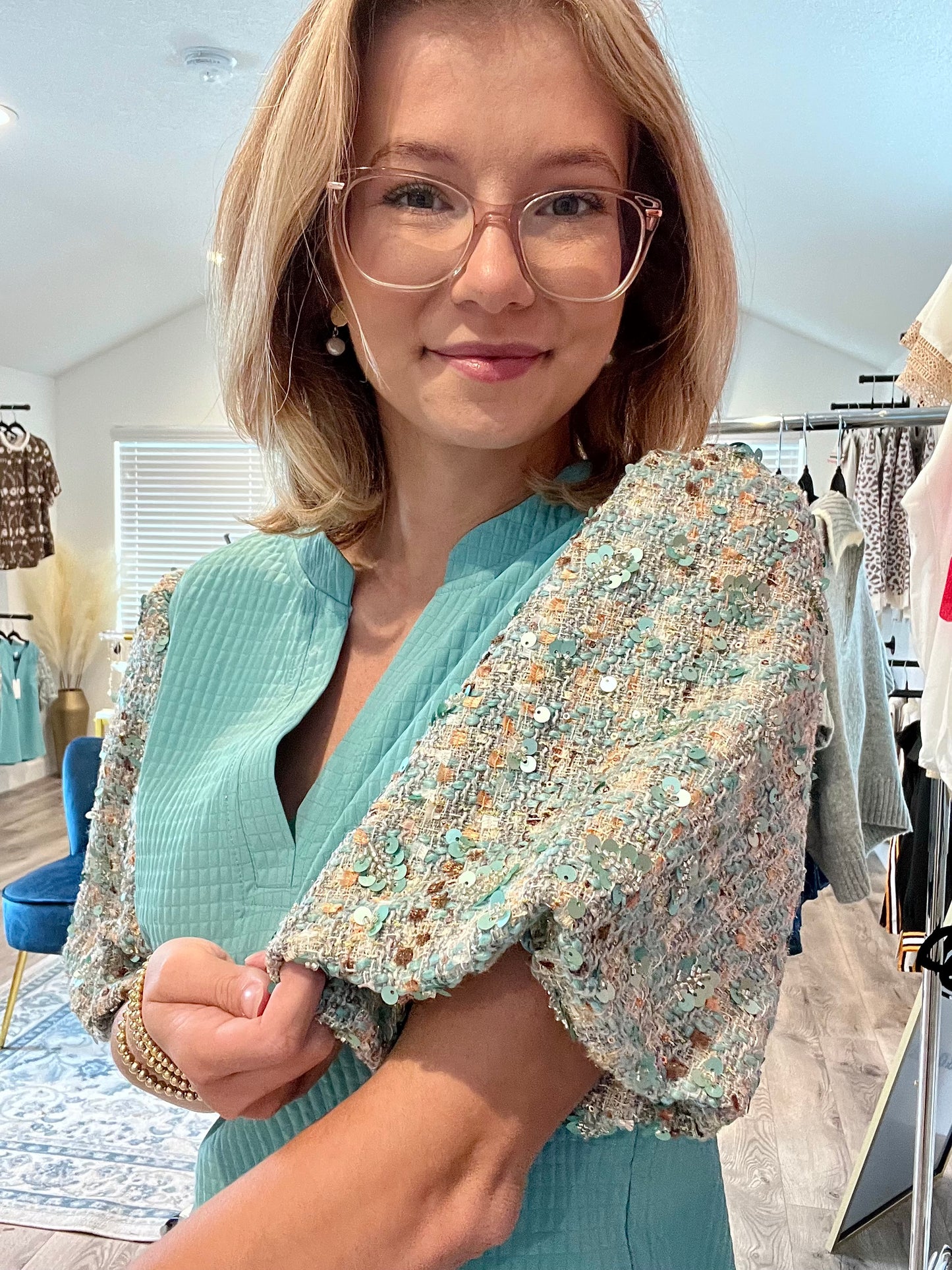 The Julia Sequin Sleeve Top