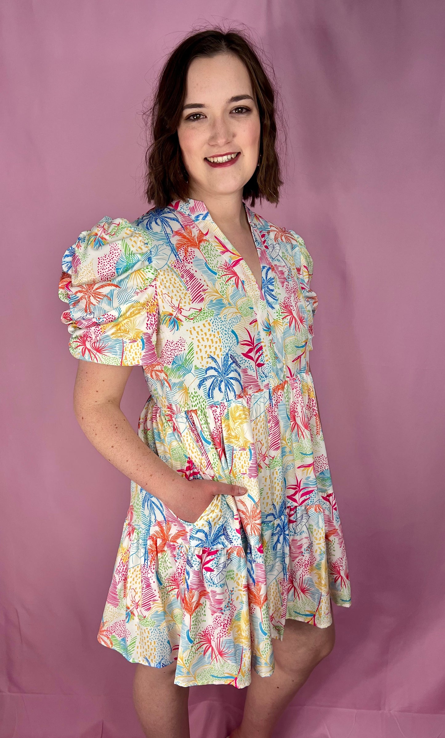 The Sunset Palms Babydoll Dress