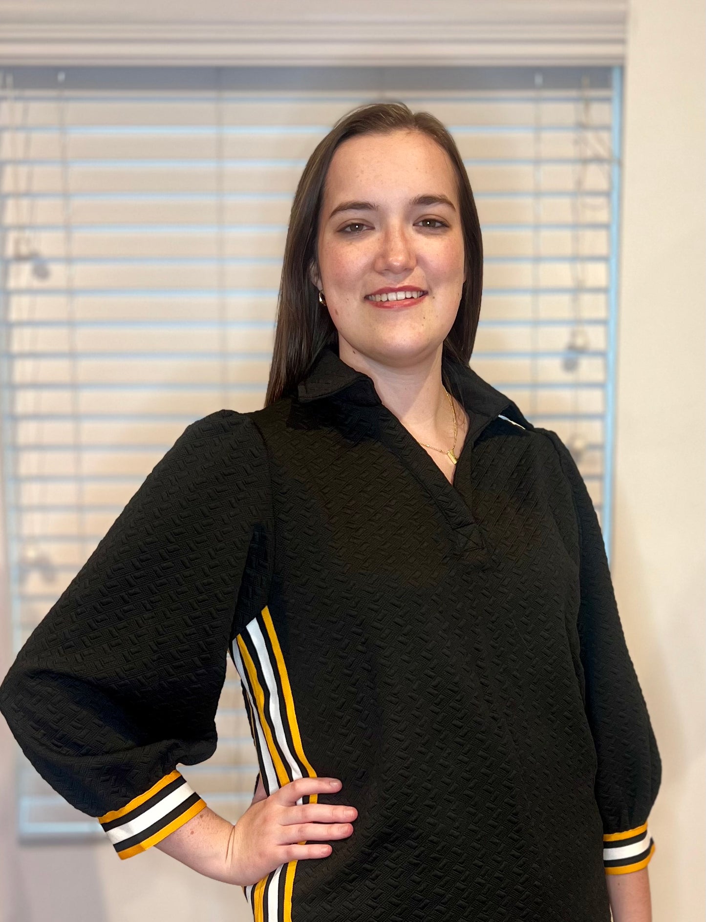 The Harper Stripe Trim Blouse