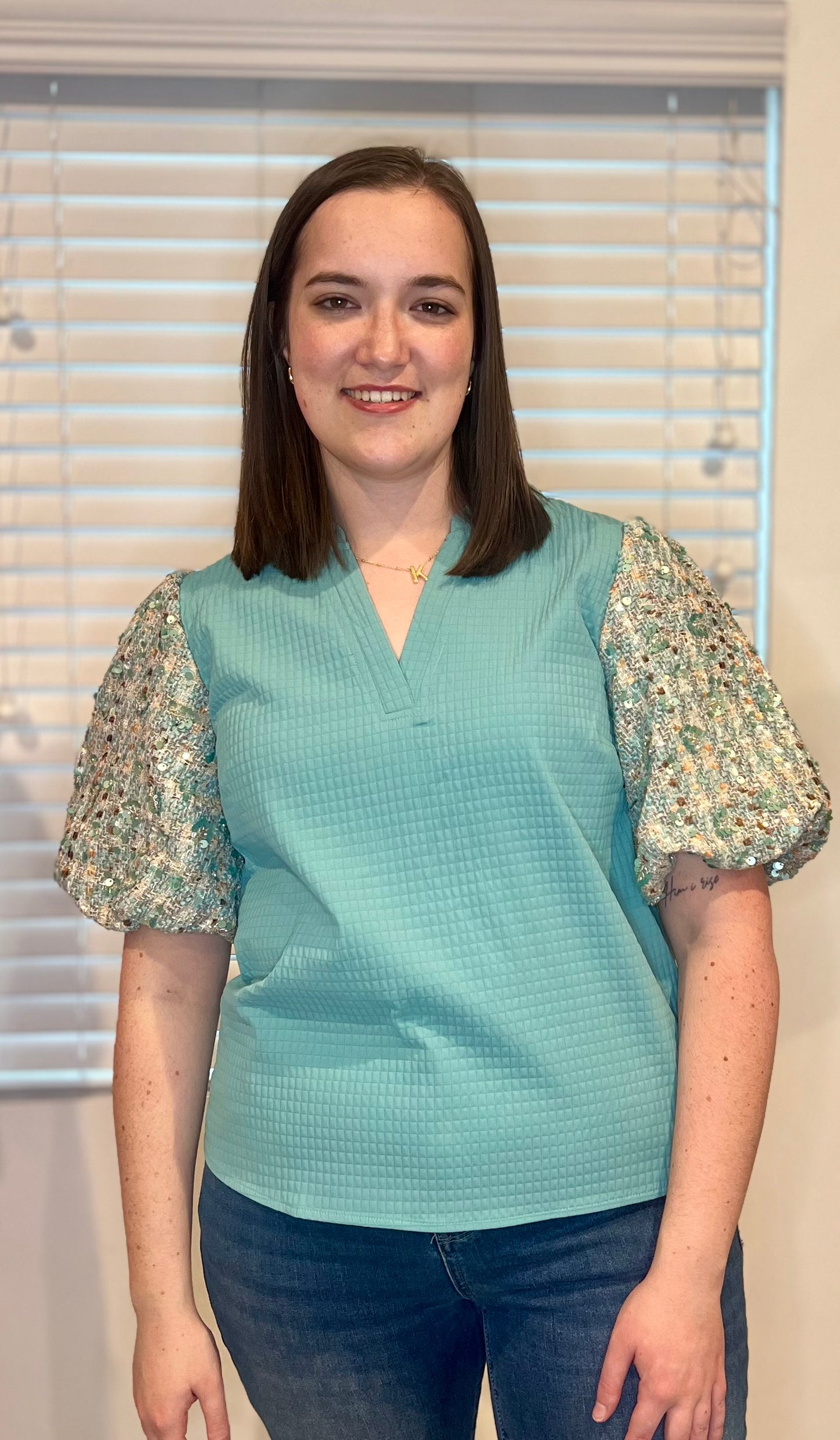 The Julia Sequin Sleeve Top