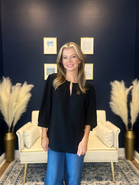 The Sleek Keyhole Accent Blouse