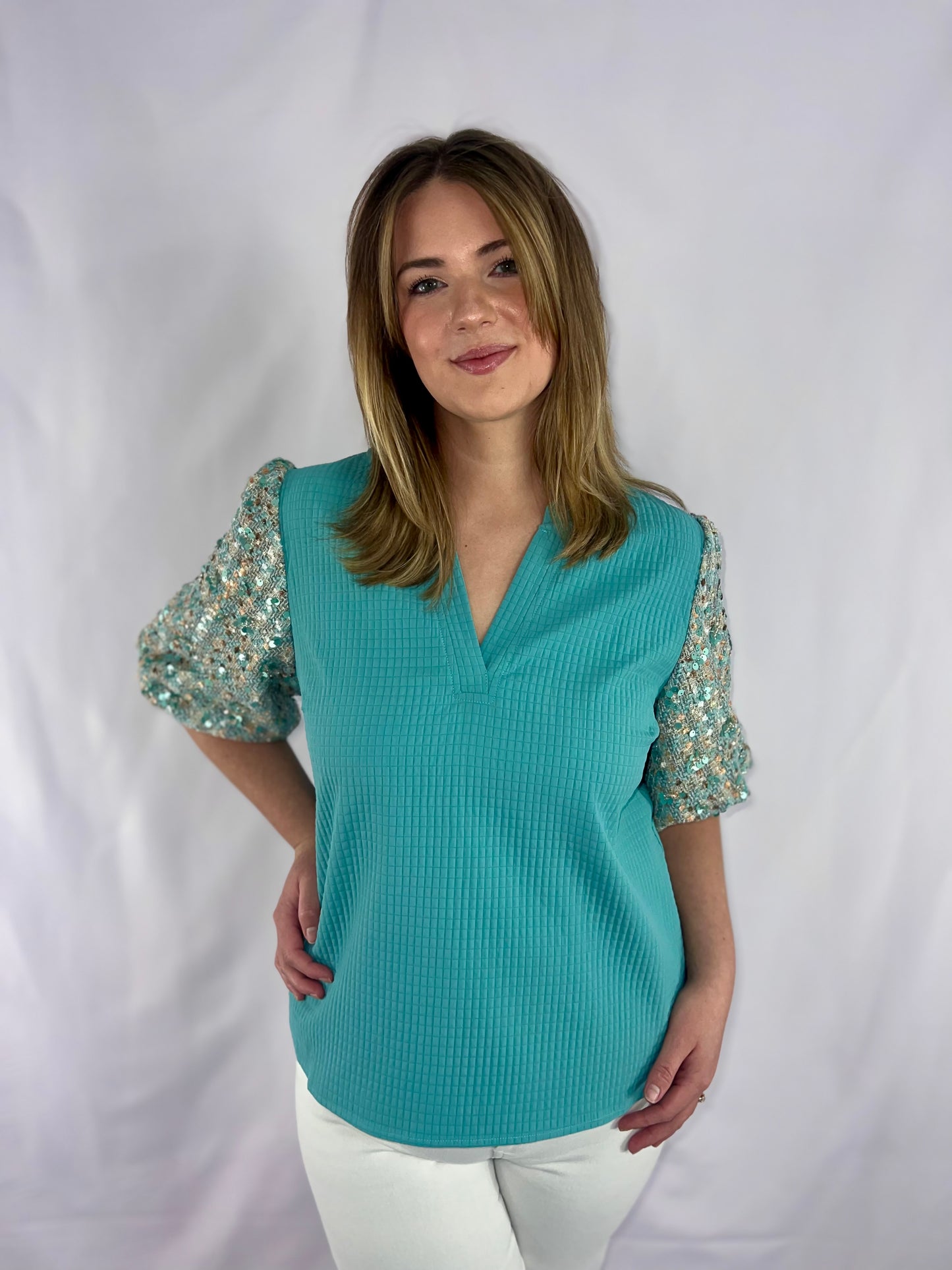 The Julia Sequin Sleeve Top
