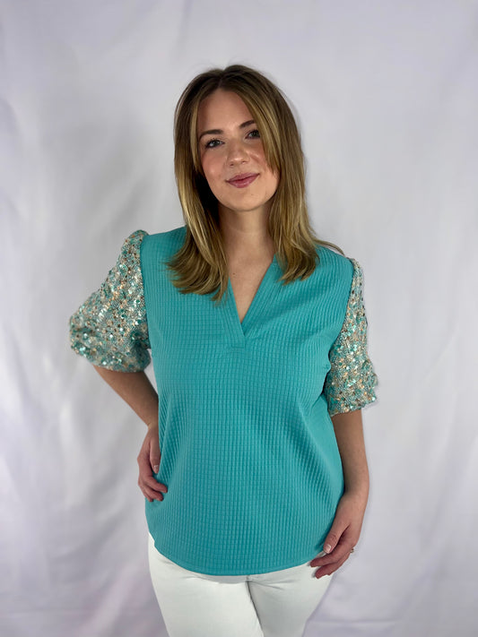 The Julia Sequin Sleeve Top