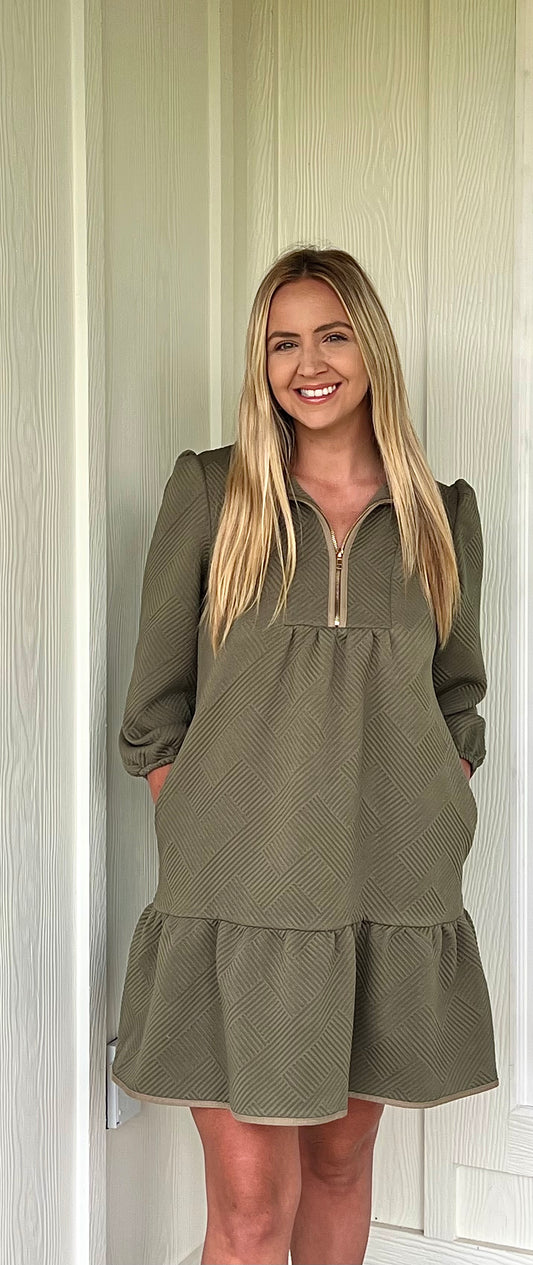 The Olive Zip Swing Dress