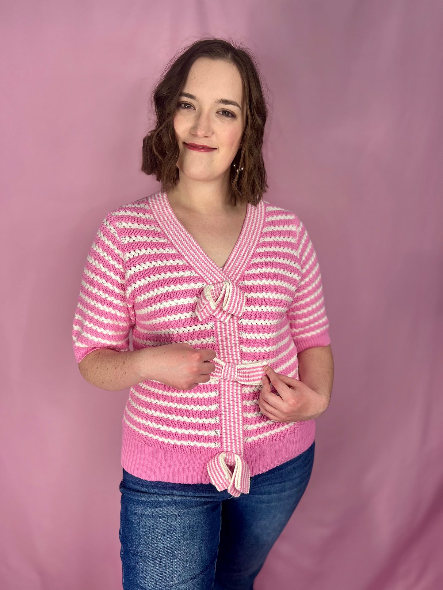 The Blushing Ribbon Knit Top