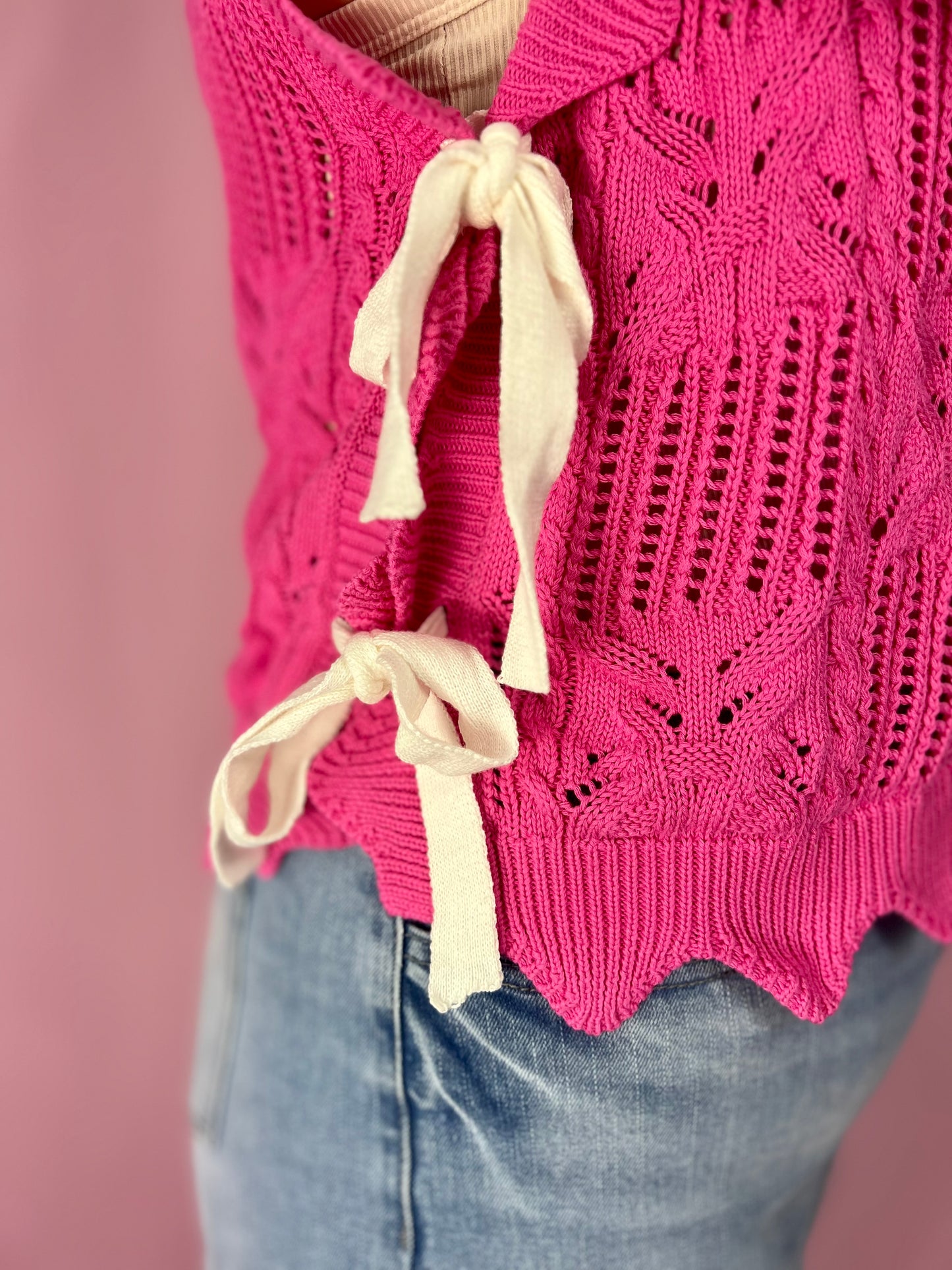 The Sweet Peony Scalloped Knit Top