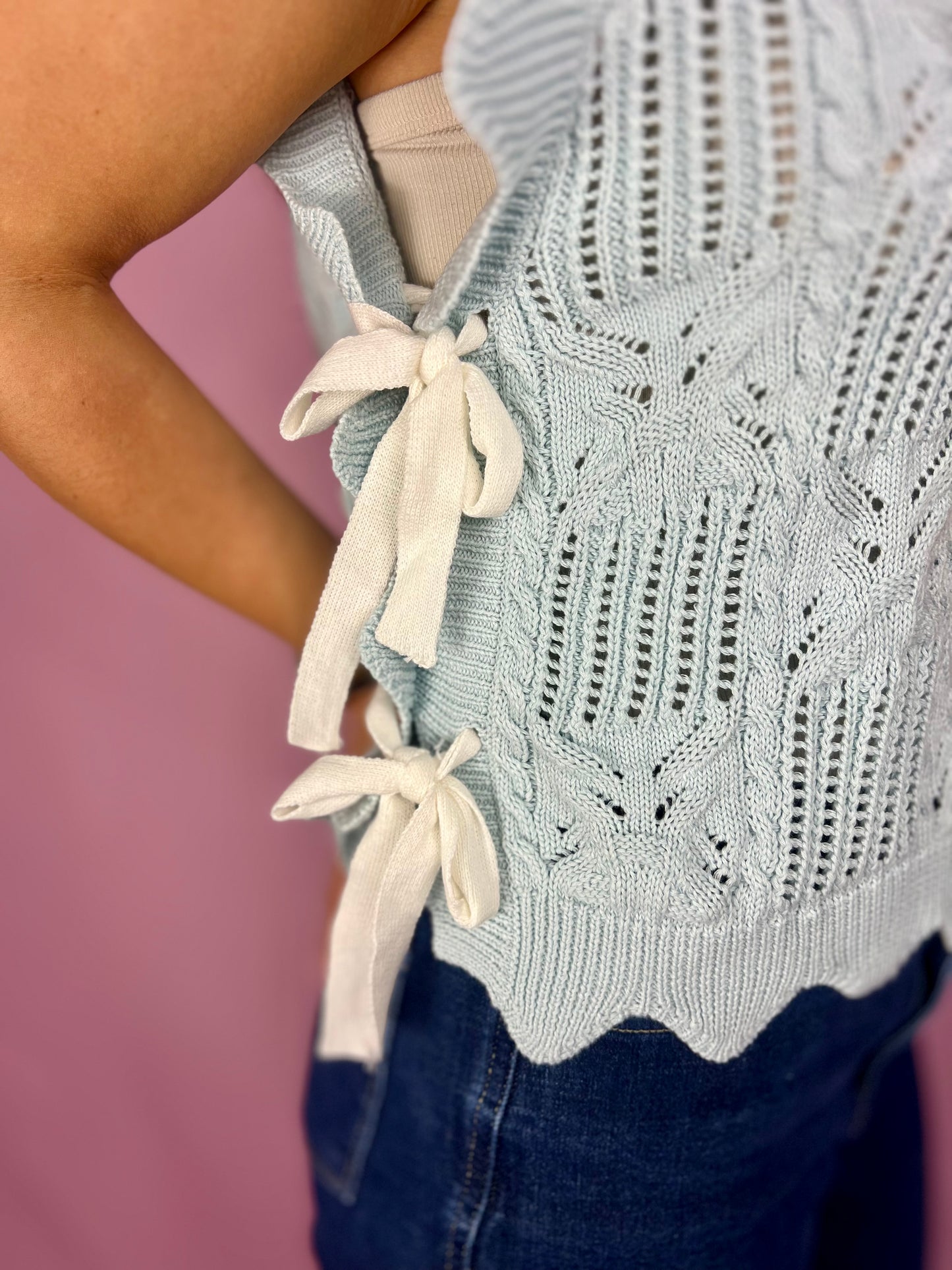 The Sweet Peony Scalloped Knit Top