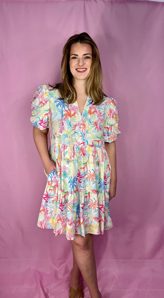 The Sunset Palms Babydoll Dress