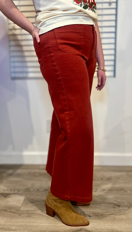 The Burgundy Wide Leg Jeans