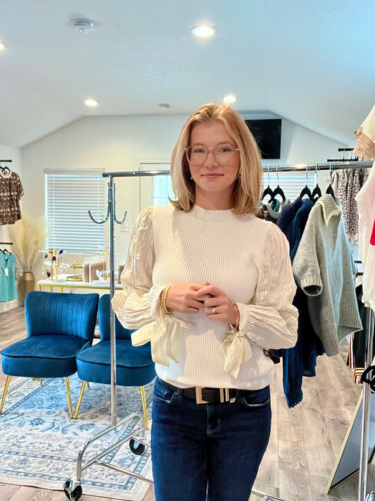 The Mia Bow Sleeve Top